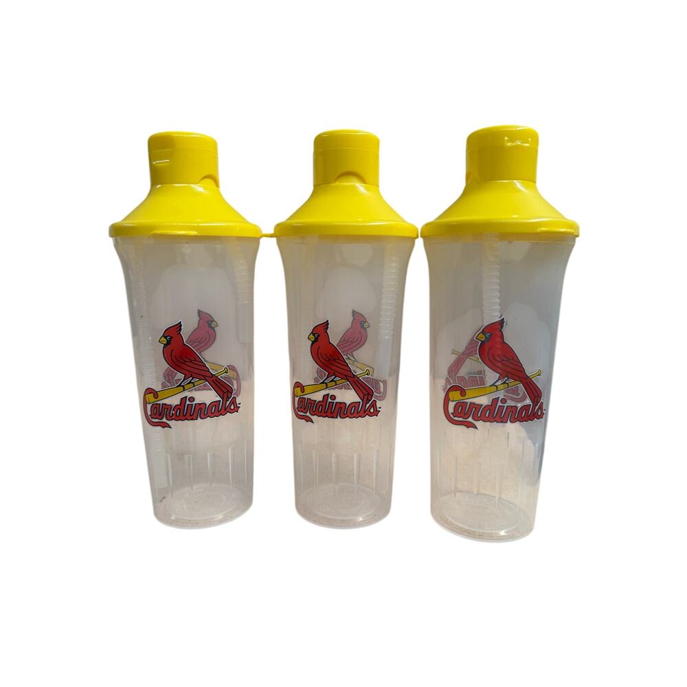 St Louis Cardinals logo plastic 3 yellow lid straw 3 clear yellow souvenir cup